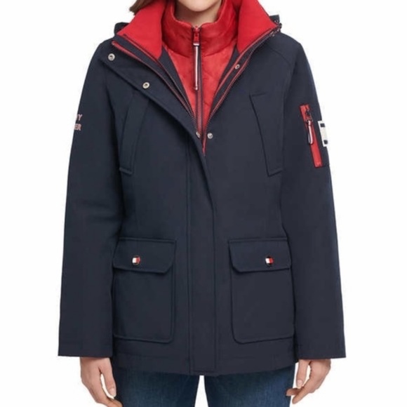 Tommy Hilfiger 3-in-1 Systems All Weather Jacket Puffer Rain Jacket Logo Sz XL - Picture 2 of 16